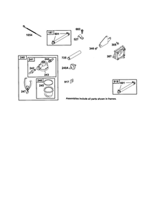 Fuel Line / Connector Hose Diagram and Parts List for 252700-252799 630-0719 Briggs and Stratton Engine